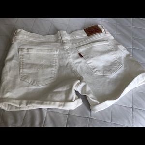 White Levi Shorts